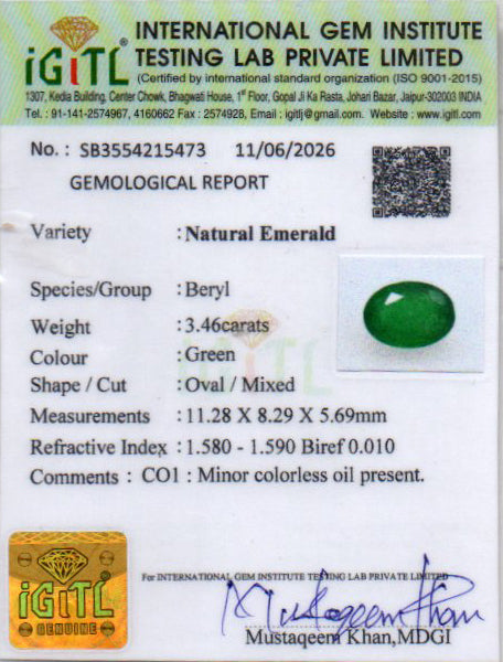 Emerald - 3.46 Carat