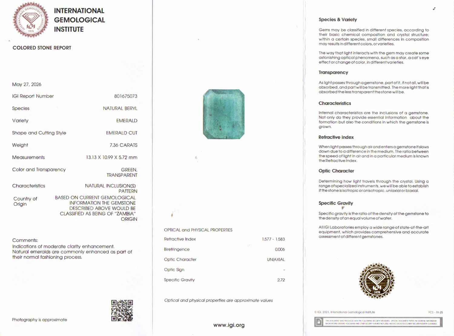 Emerald - 7.36 Carat