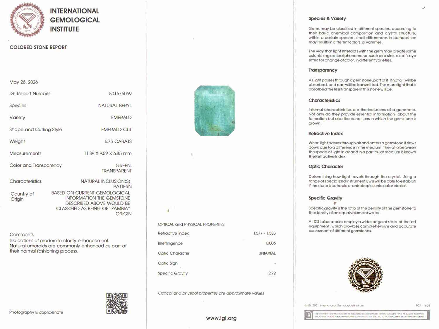 Emerald - 6.75 Carat