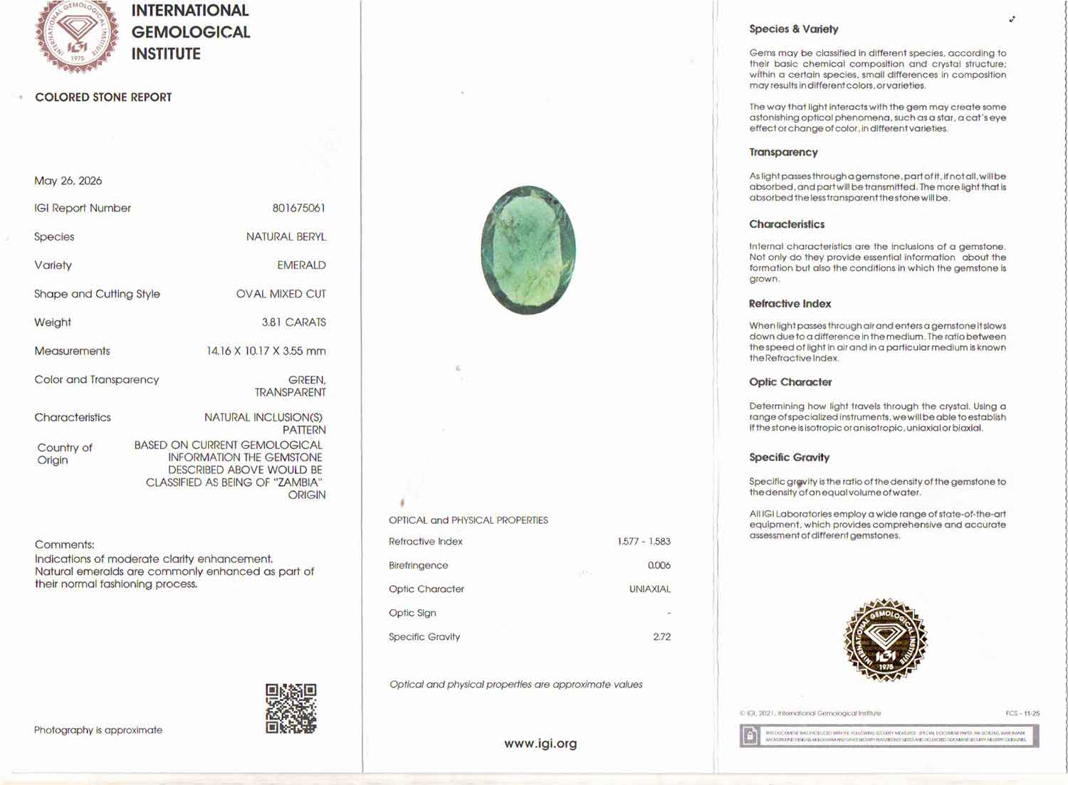 Emerald - 3.81 Carat
