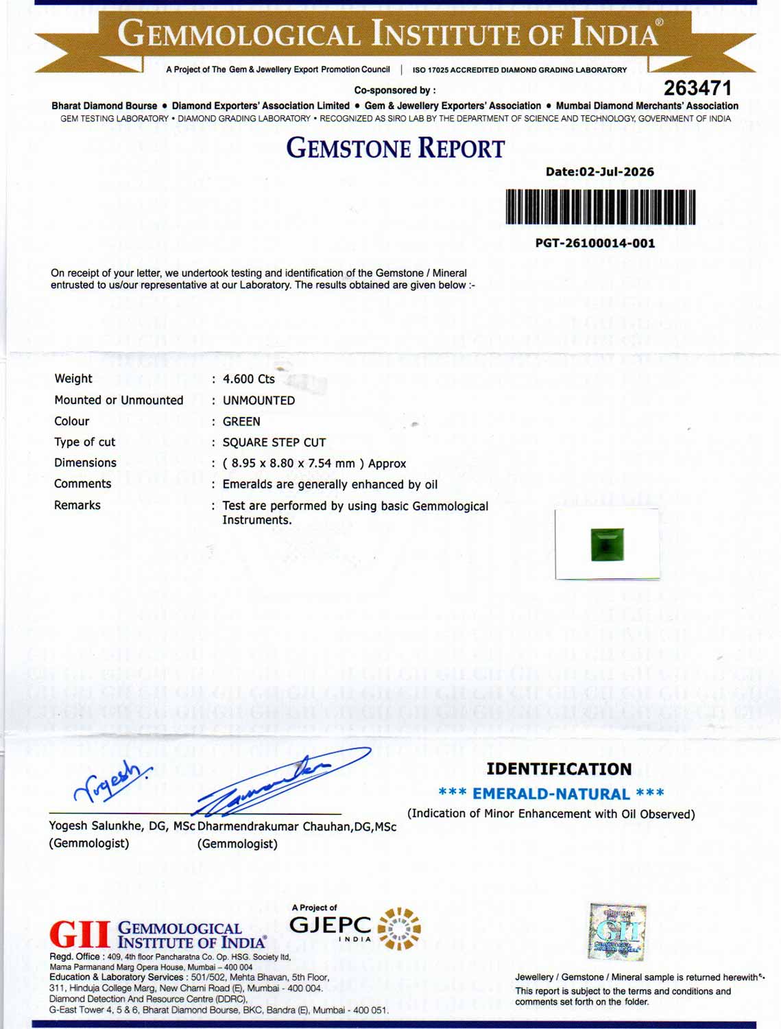 Emerald - 4.60 Carat