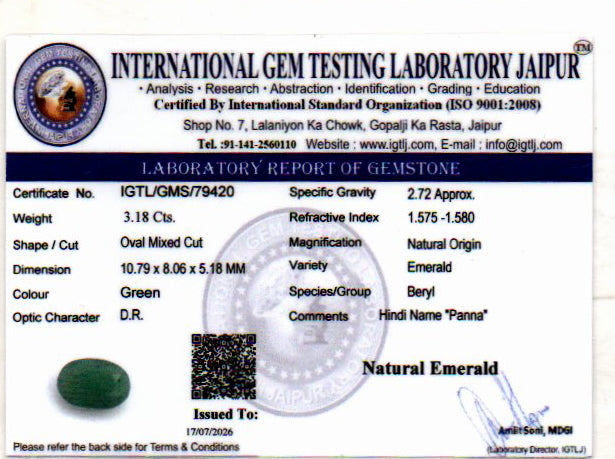 Emerald - 3.18 Carat