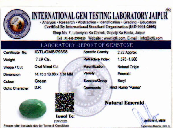 Emerald - 7.19 Carat