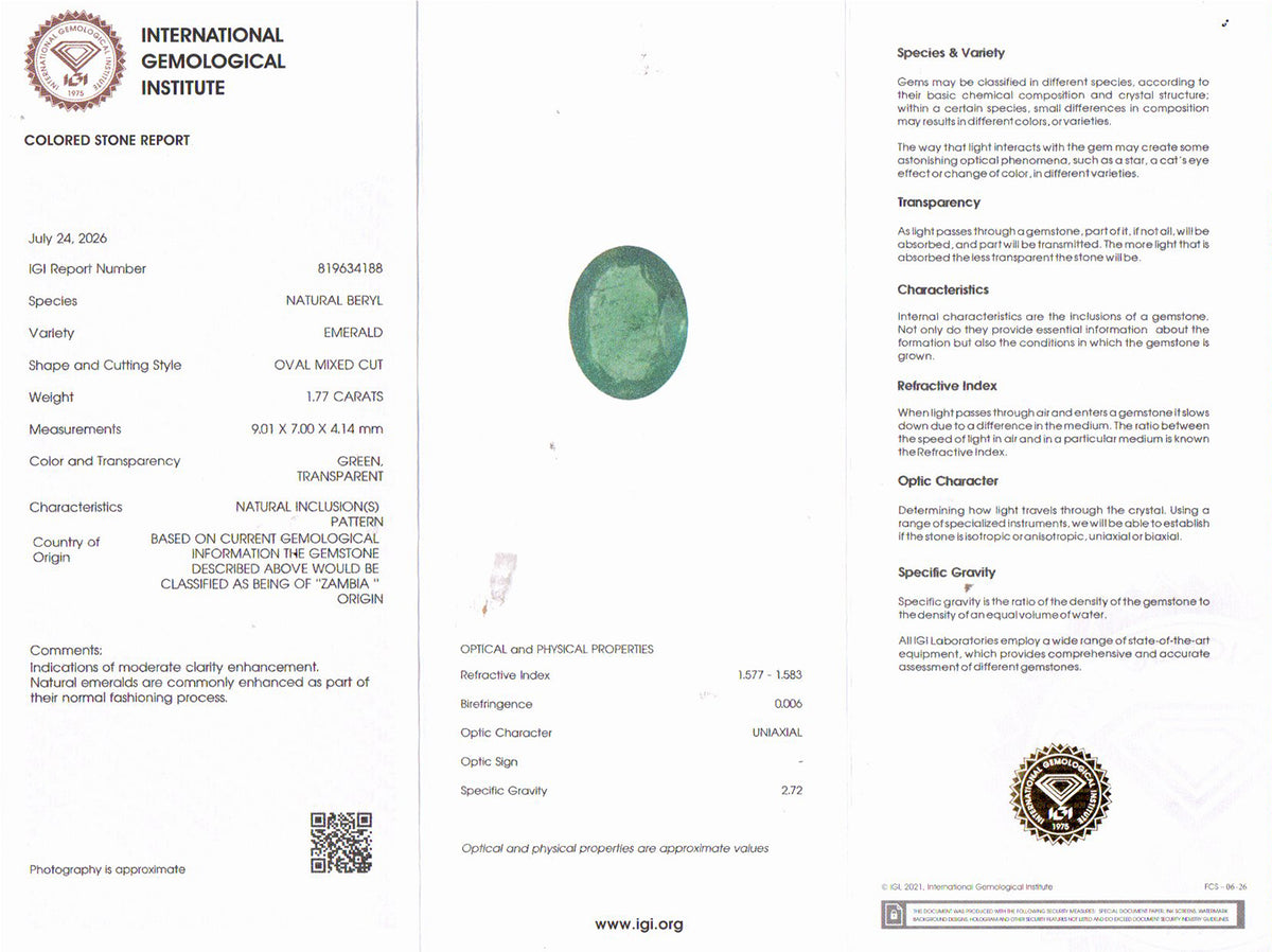 Emerald - 1.77 Carat