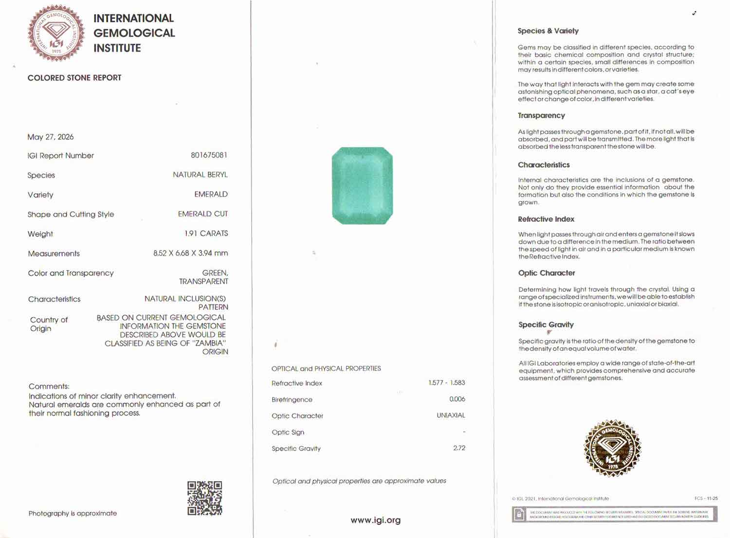 Emerald - 1.91 Carats