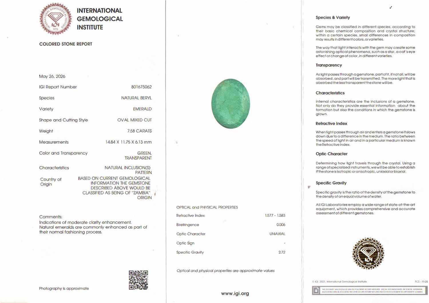 Emerald - 7.58 Carats