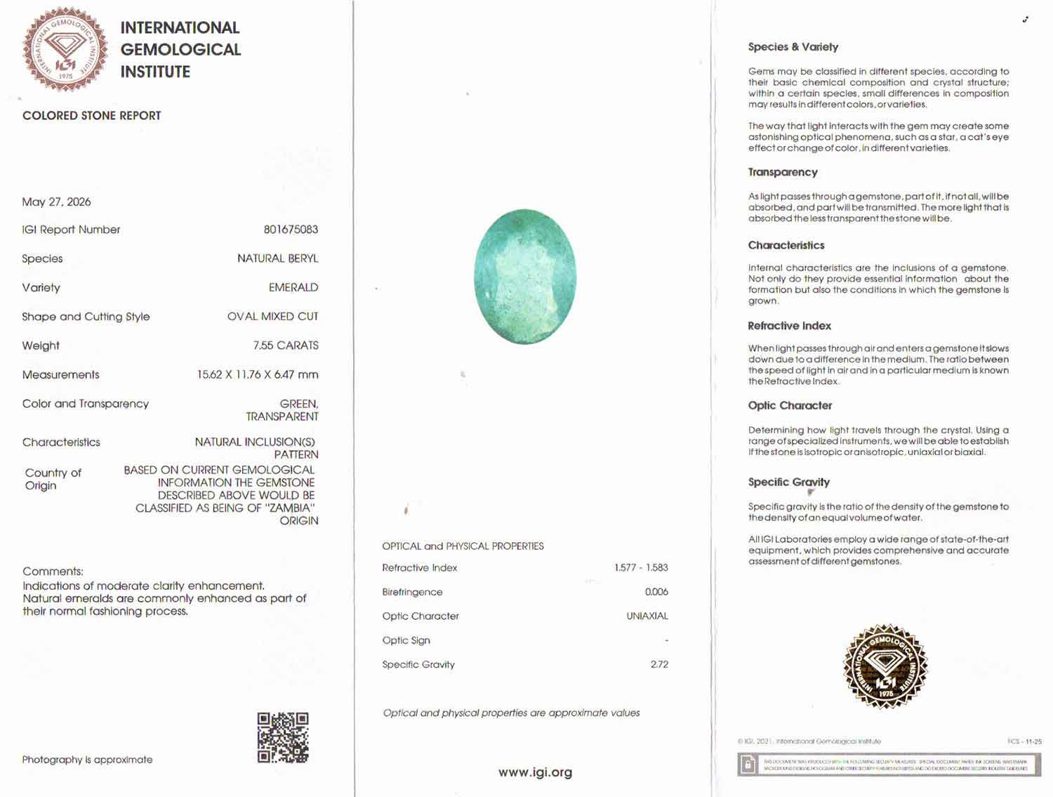 Emerald - 7.55 Carats