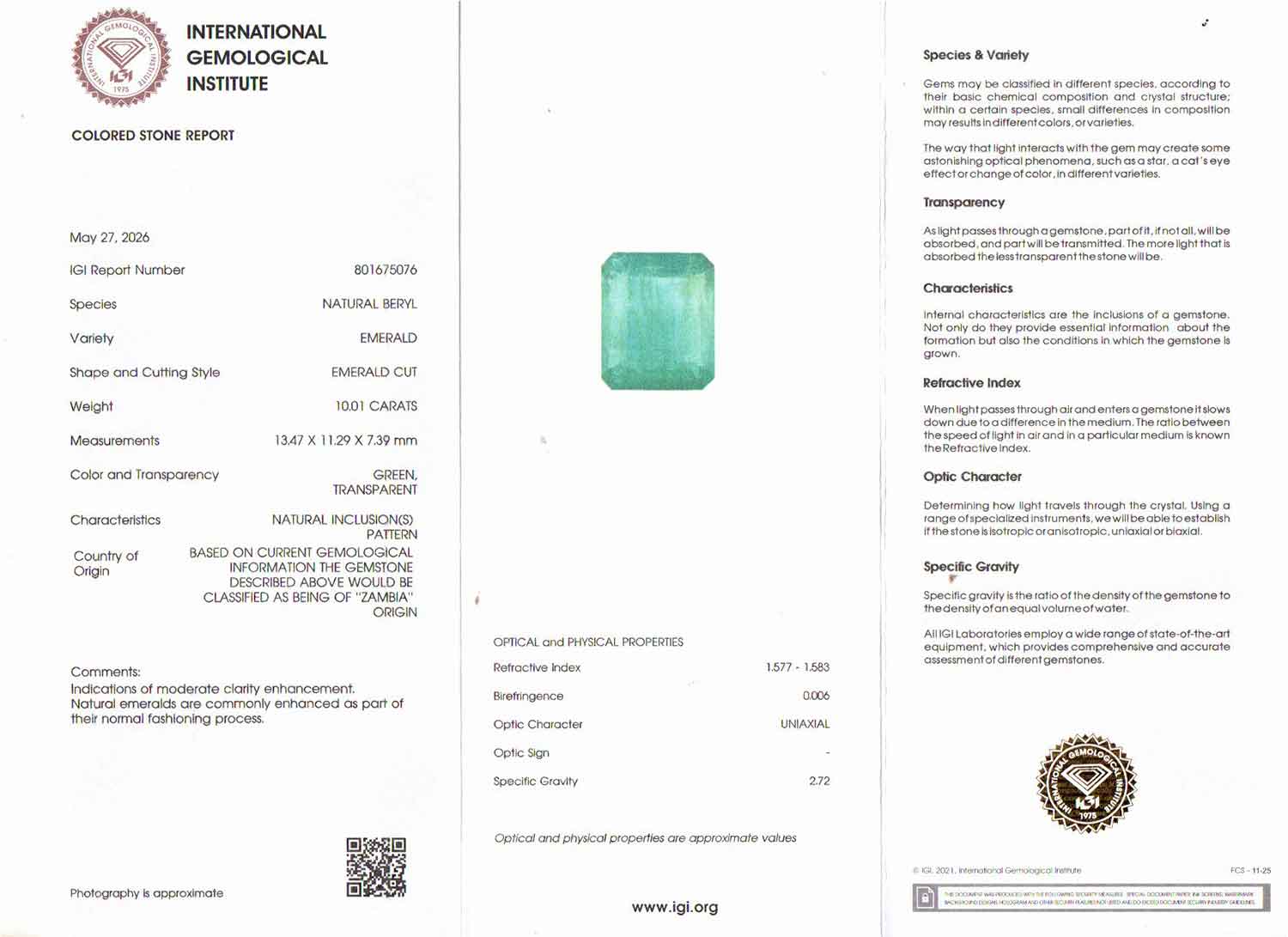 Emerald - 10.01 Carats