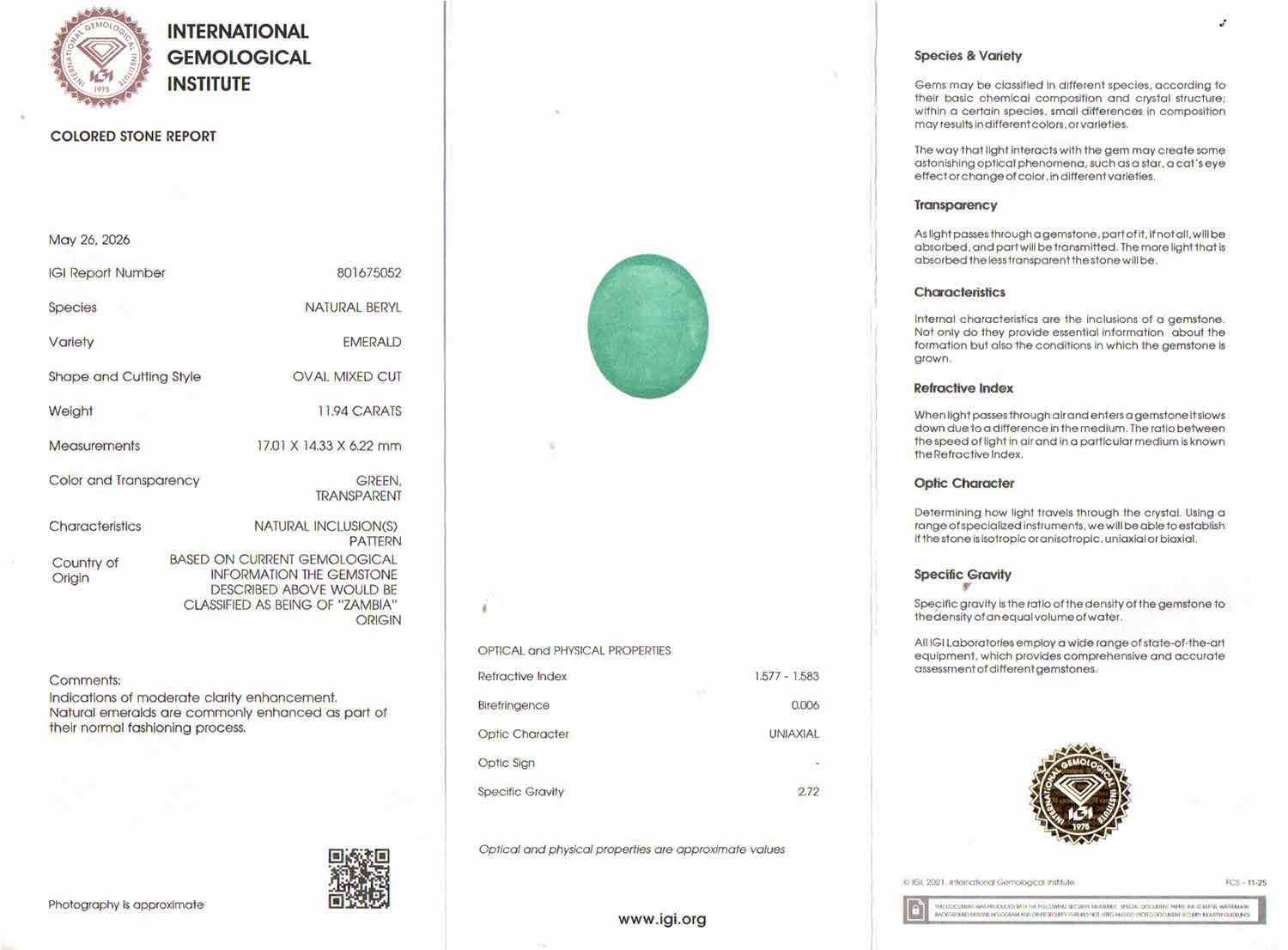 Emerald - 11.94 Carats