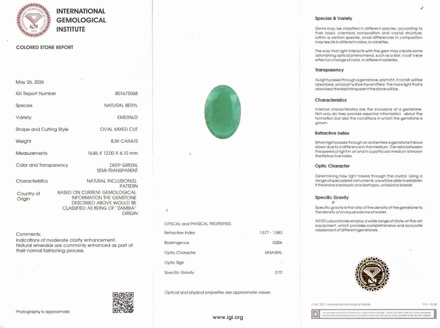 Emerald - 8.39 Carats