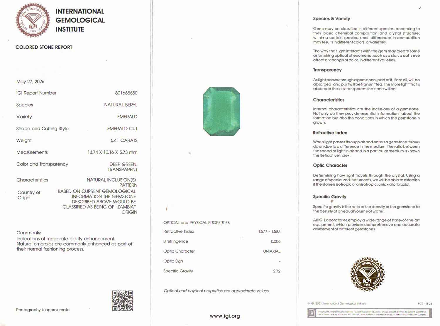 Emerald - 6.41 Carats