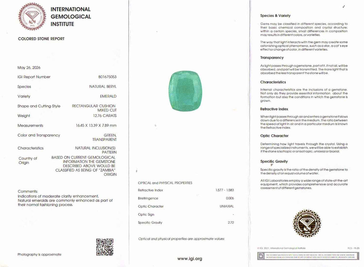 Emerald - 12.76 Carats