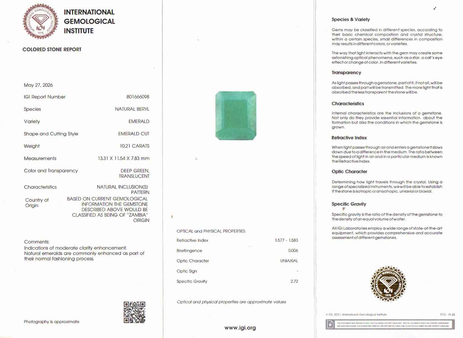 Emerald - 10.21 Carats