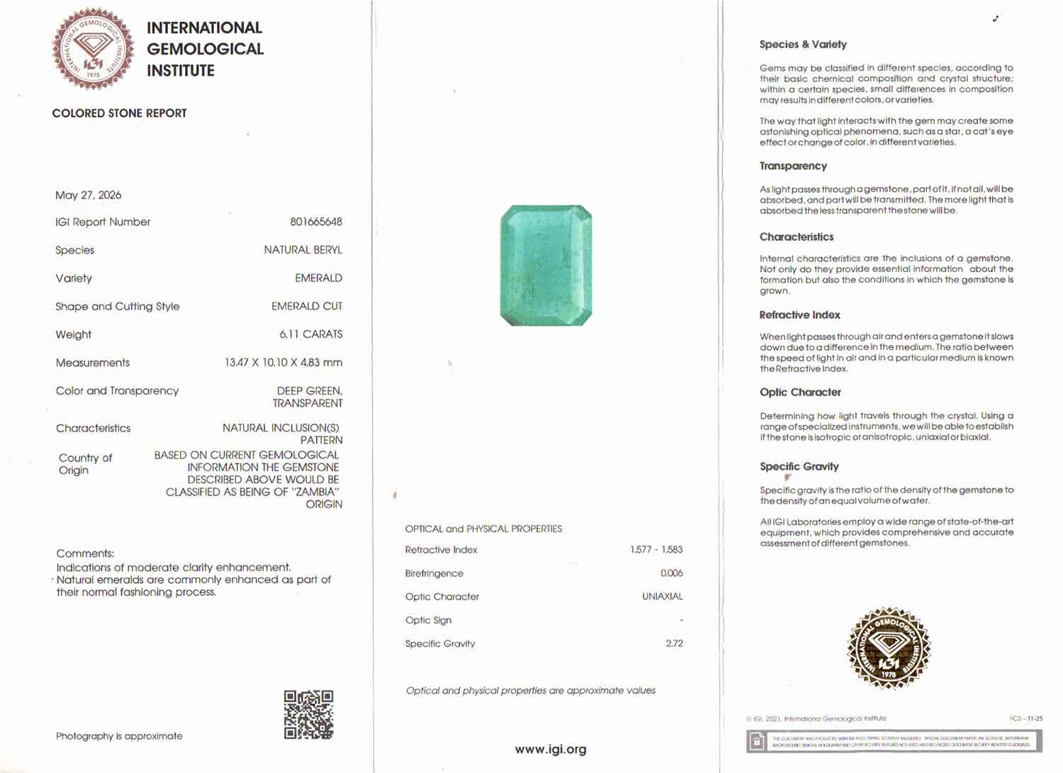 Emerald - 6.11 Carats