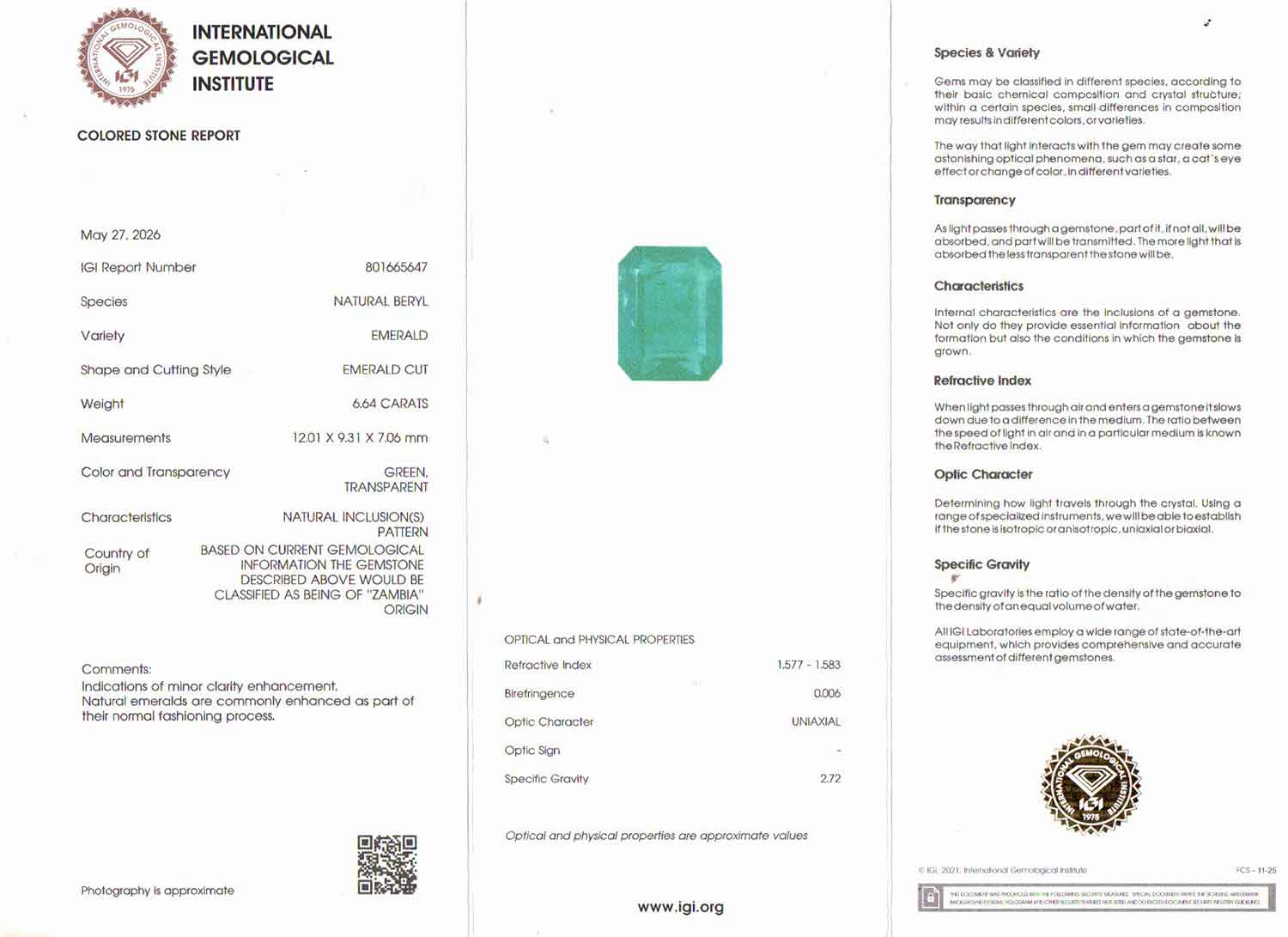 Emerald - 6.64 Carats