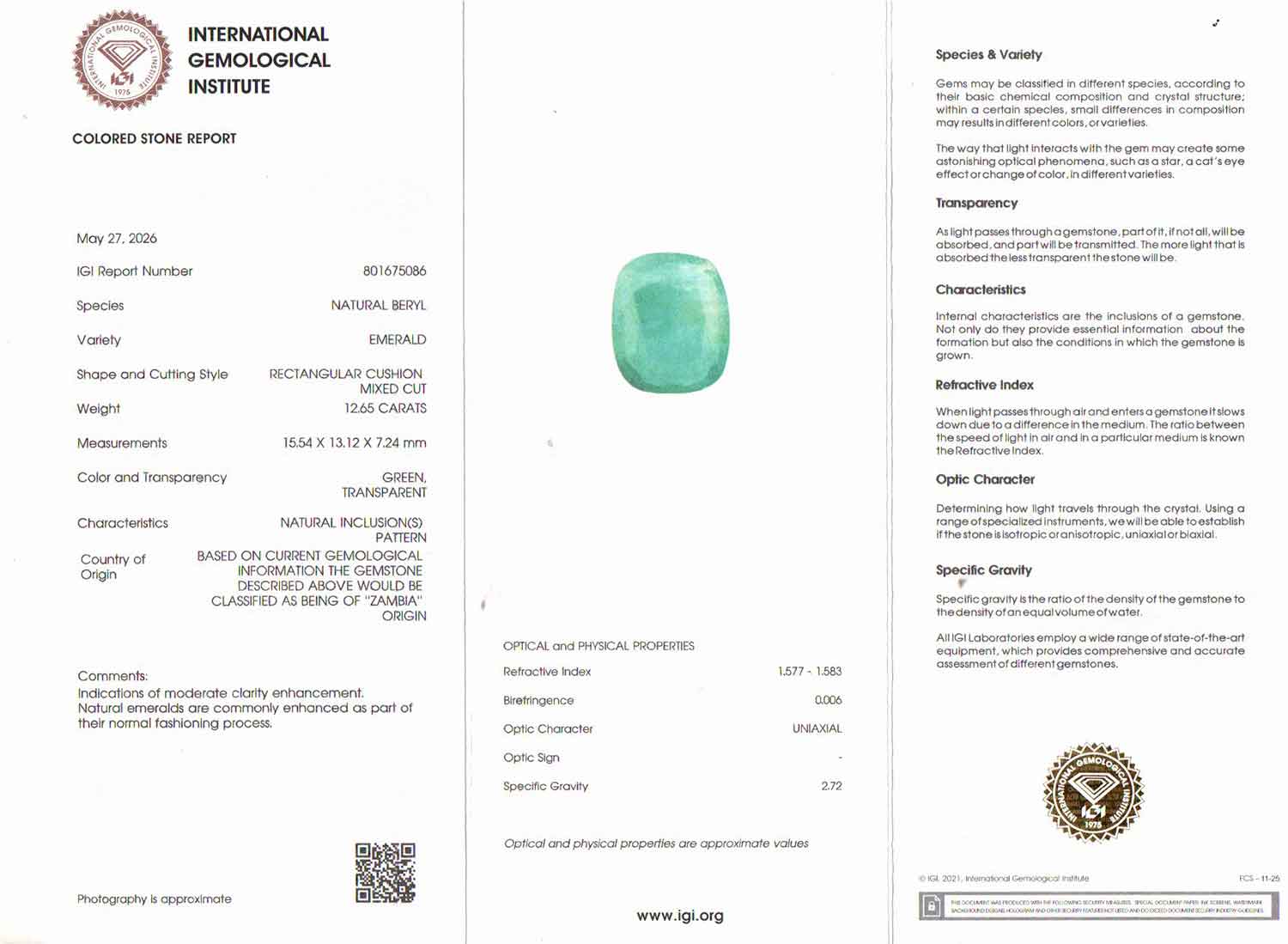 Emerald - 12.65 Carats
