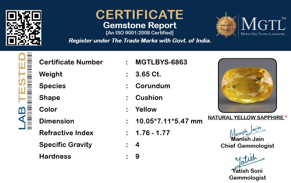 Yellow Sapphire - 3.65 Carat