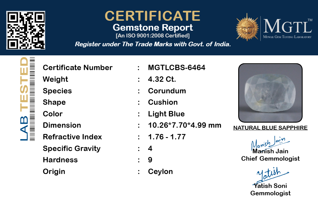 Blue Sapphire - 4.32 Carat