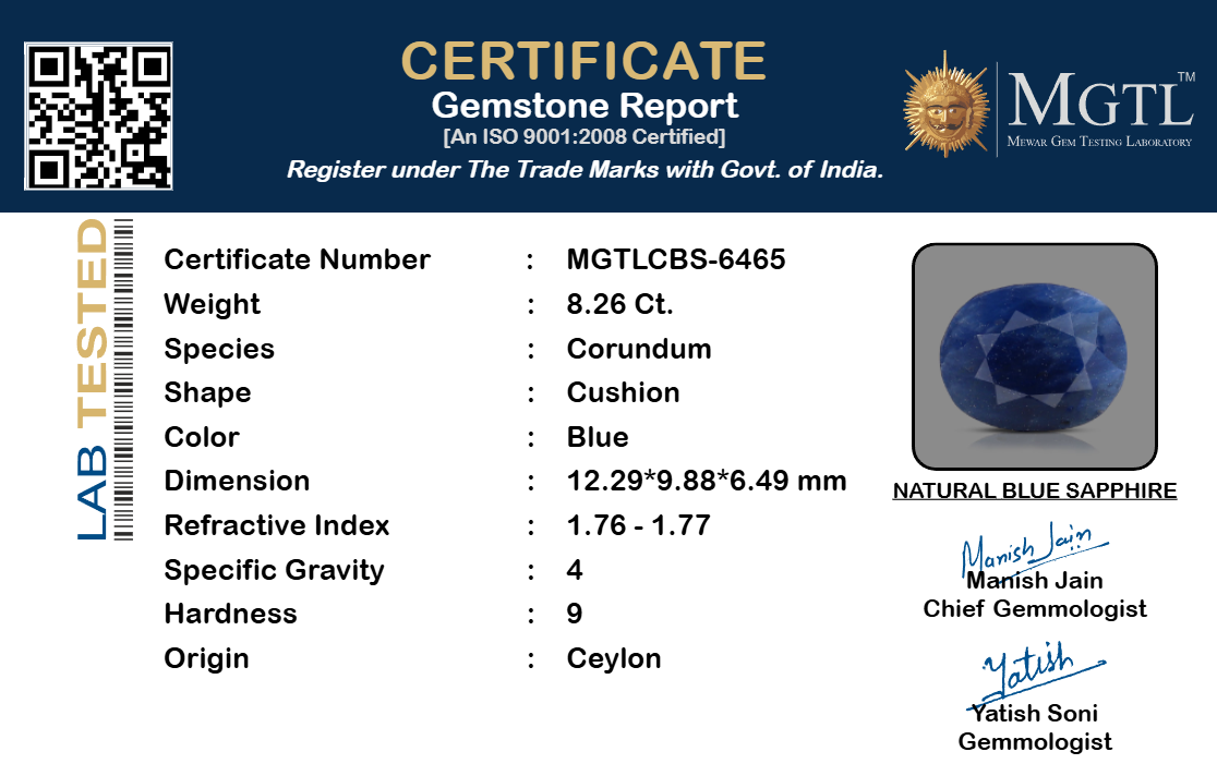 Blue Sapphire - 8.26 Carat