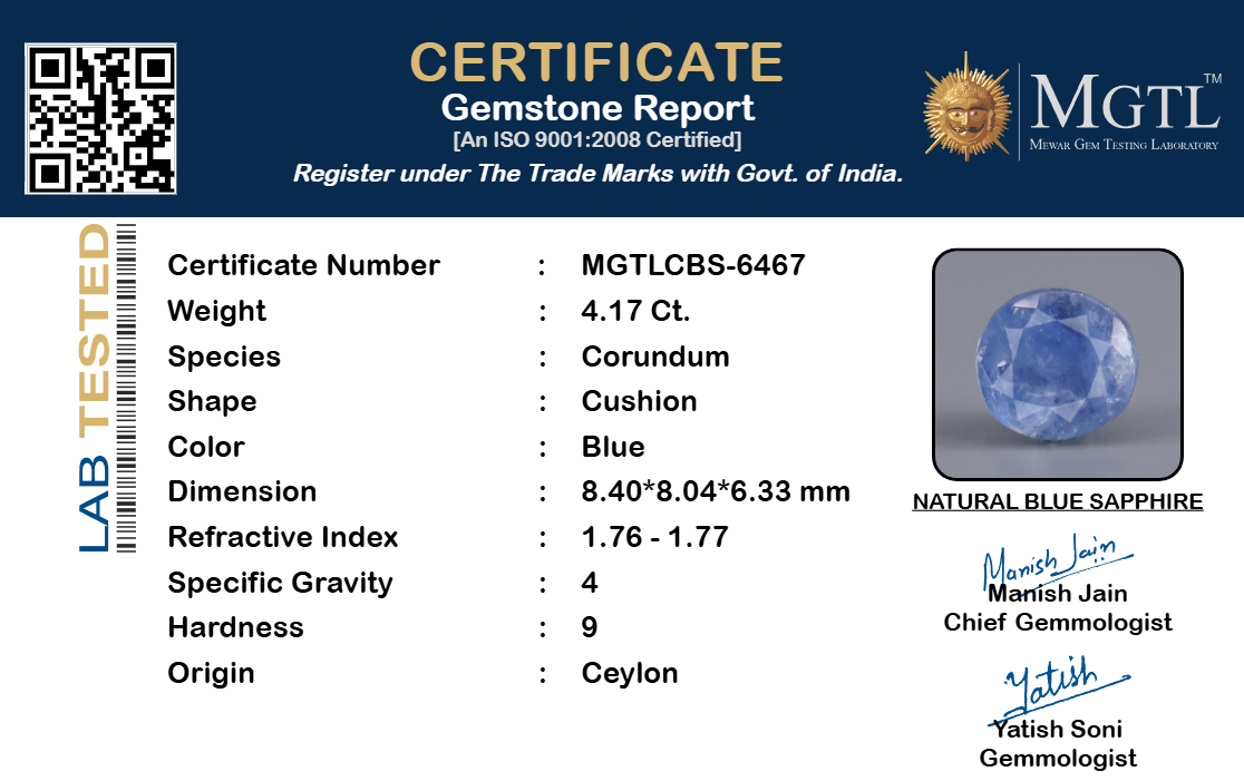 Blue Sapphire - 4.17 Carat