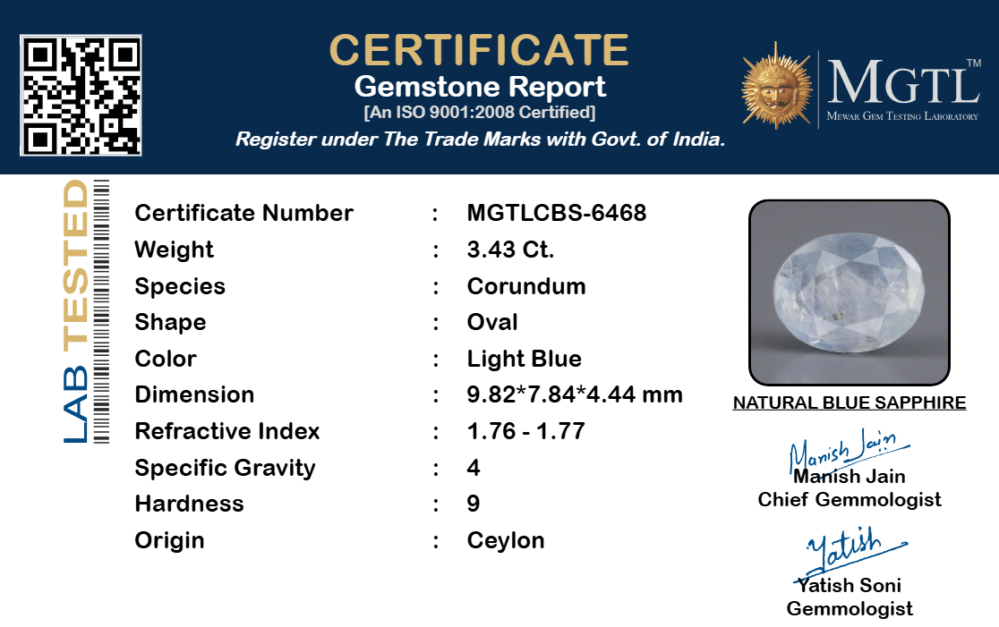 Blue Sapphire - 3.43 Carat