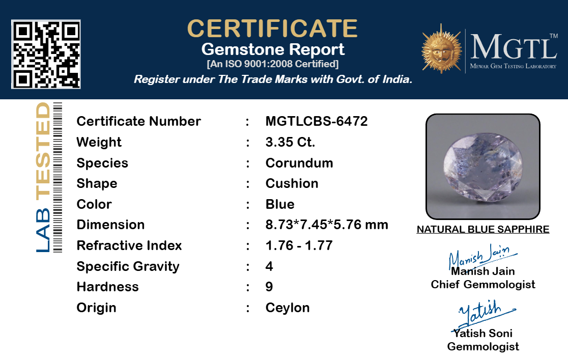 Blue Sapphire - 3.35 Carat