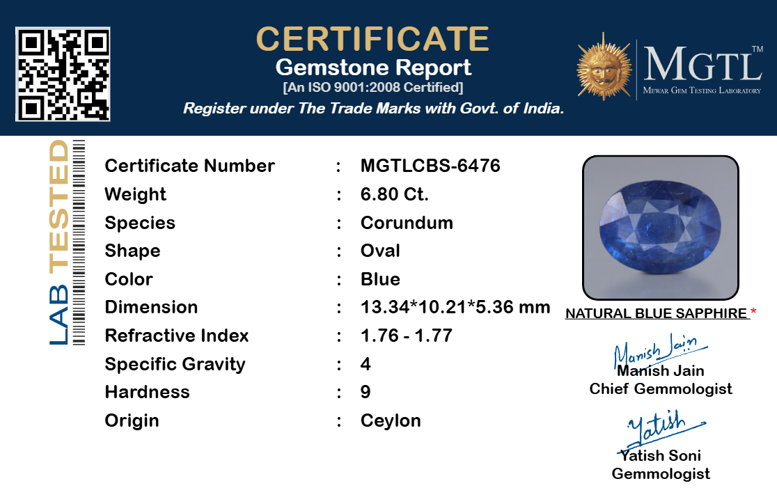 Blue Sapphire - 6.80 Carat