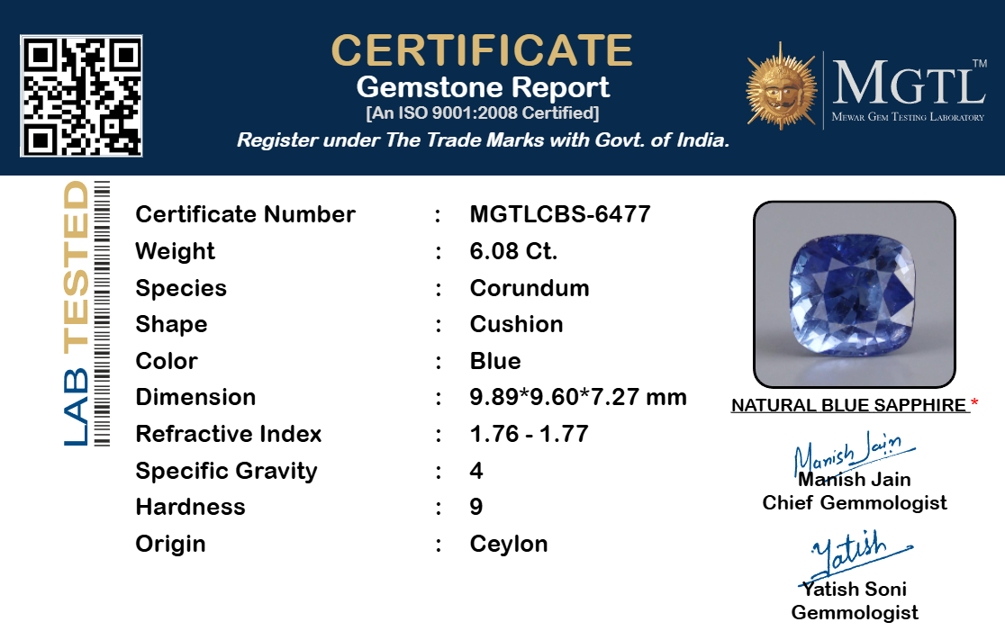 Blue Sapphire - 6.08 Carat