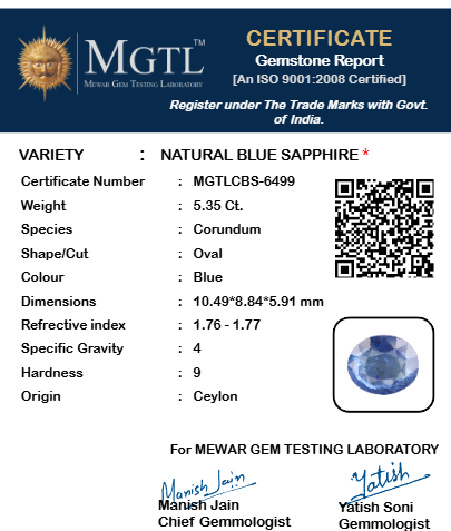 Blue Sapphire - 5.35 Carat
