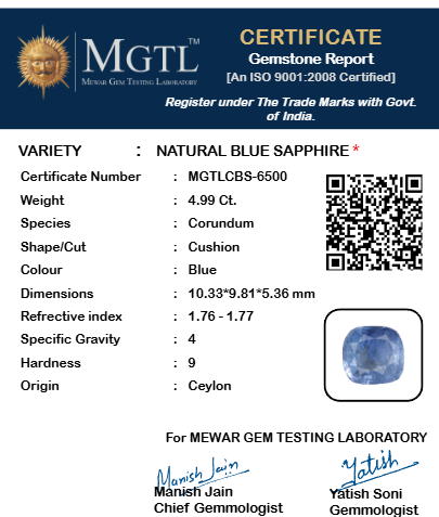 Blue Sapphire - 4.99 Carat