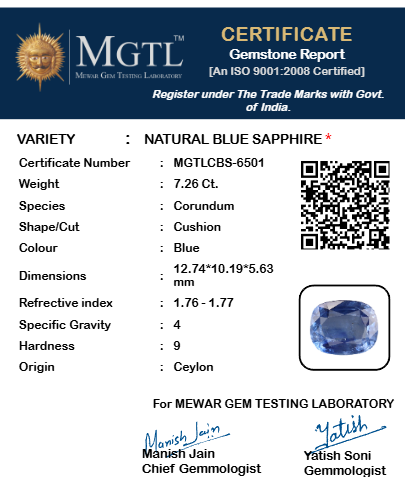Blue Sapphire - 7.26 Carat