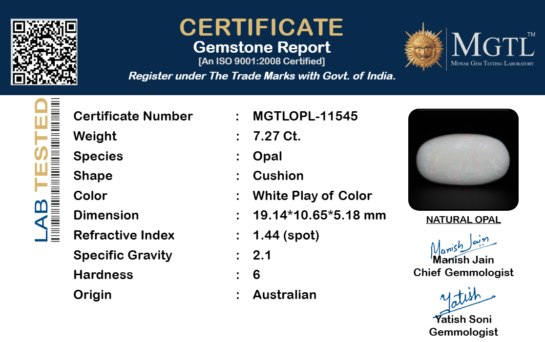 White Opal - 7.27 Carat