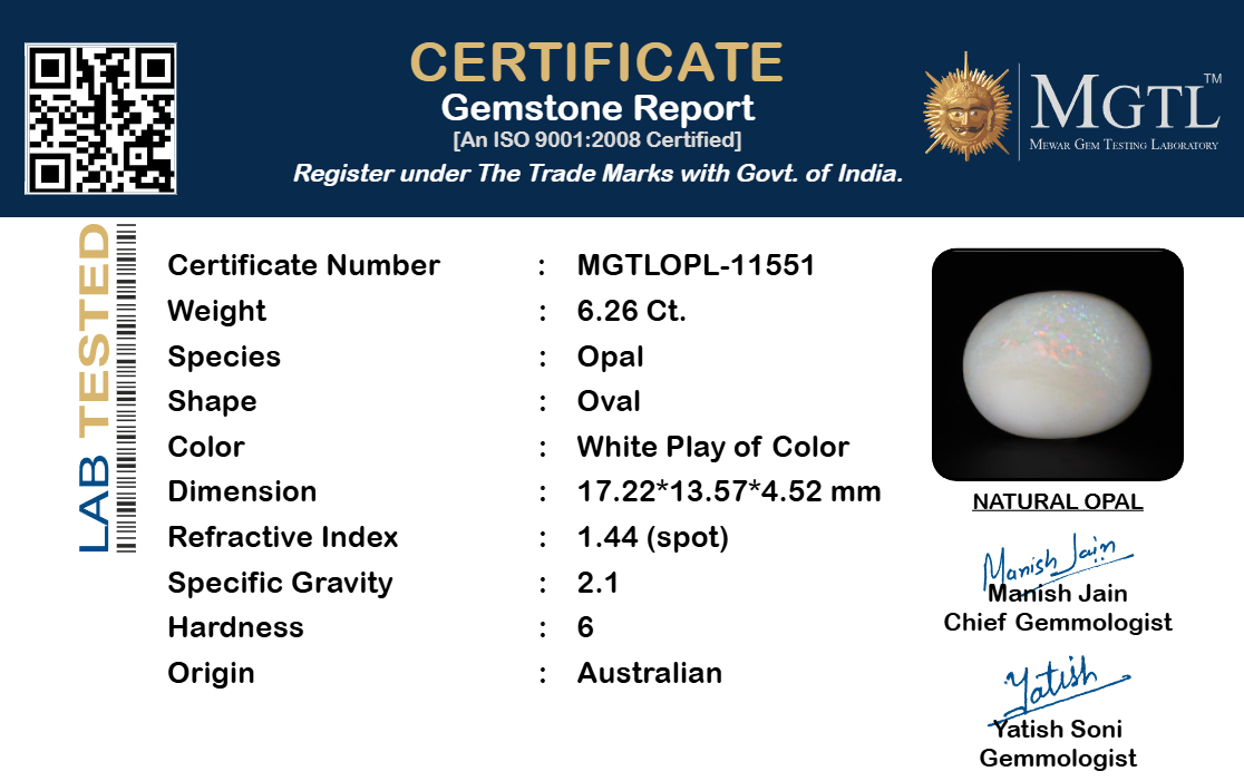 White Opal - 6.26 Carat