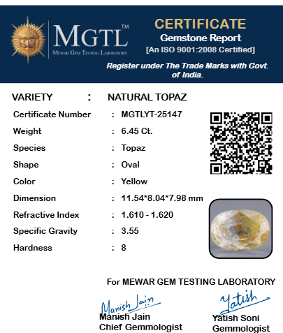 Yellow Topaz - 5.77 Carat
