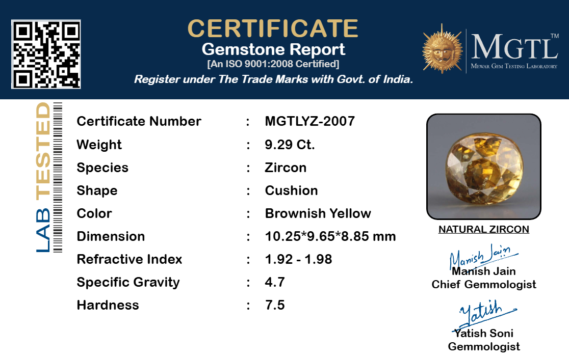 Yellow Zircon - 9.29 Carat