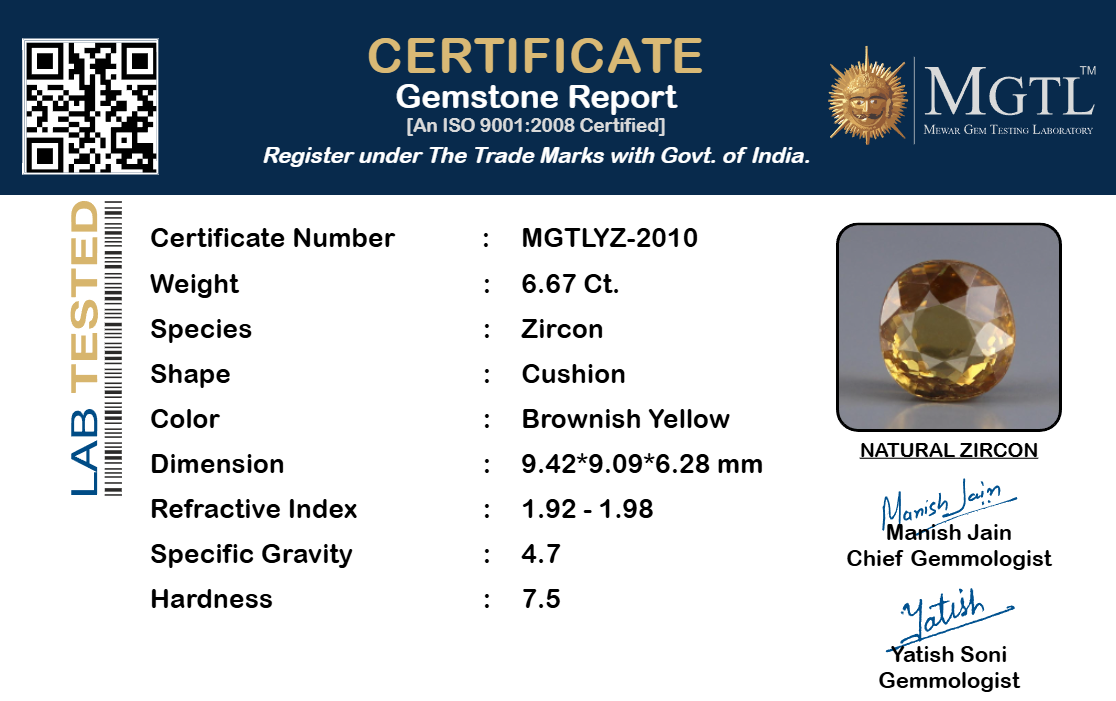 Yellow Zircon - 6.67 Carat
