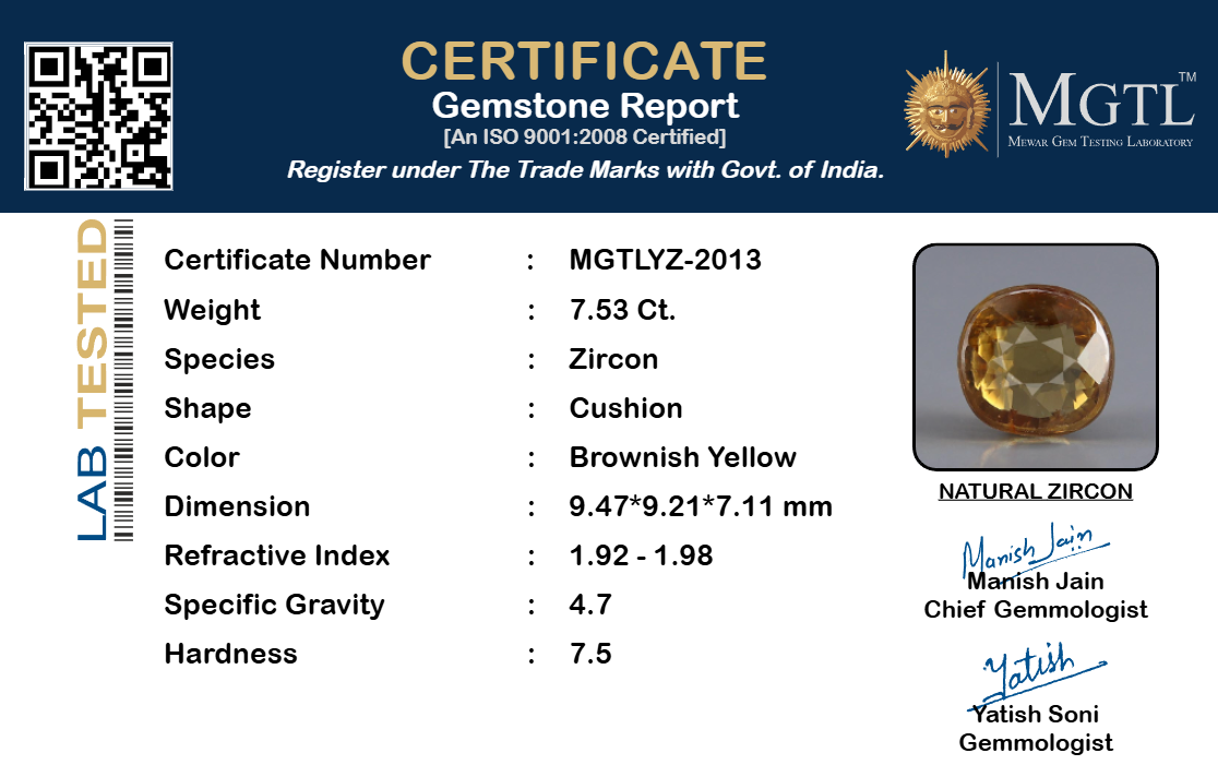 Yellow Zircon - 7.53 Carat