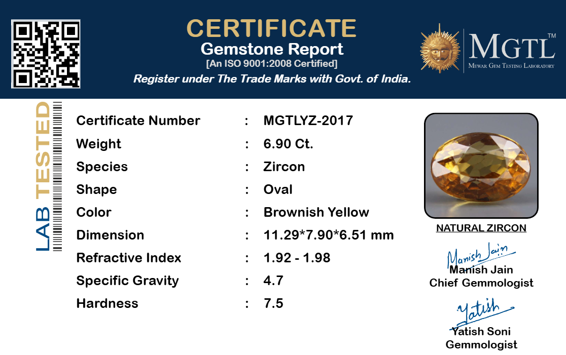Yellow Zircon - 6.90 Carat