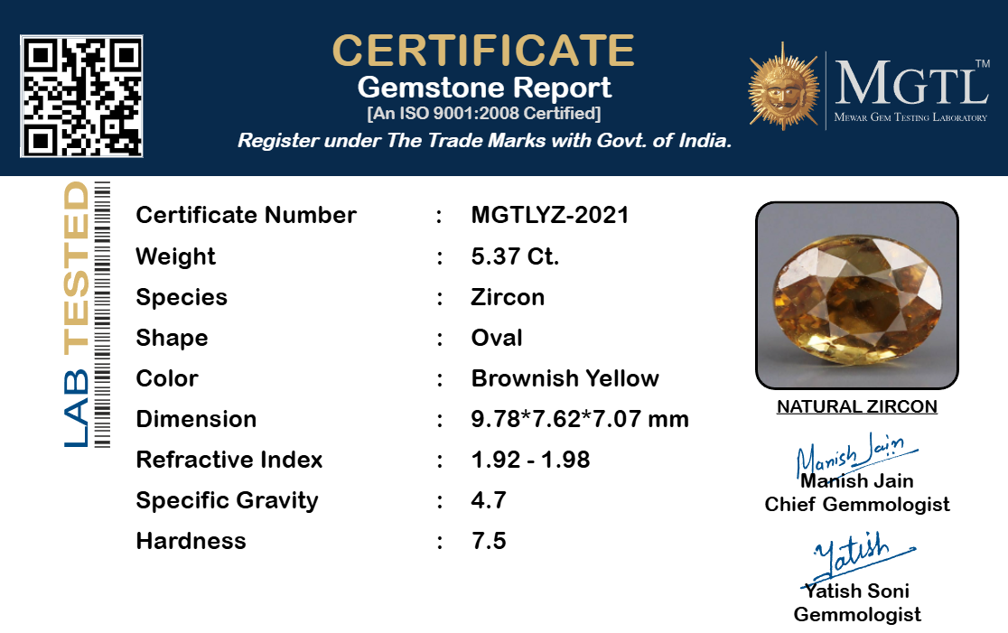 Yellow Zircon - 5.37 Carat