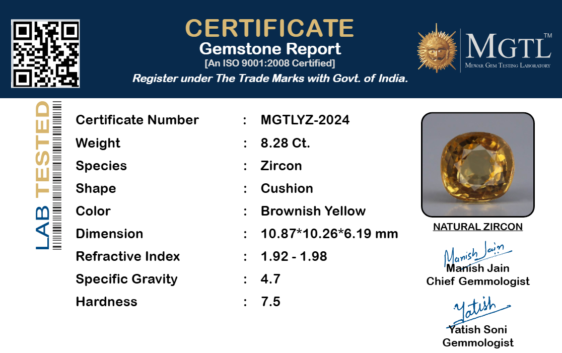 Yellow Zircon - 8.28 Carat