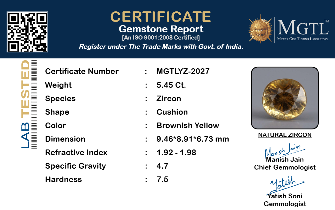 Yellow Zircon - 5.45 Carat
