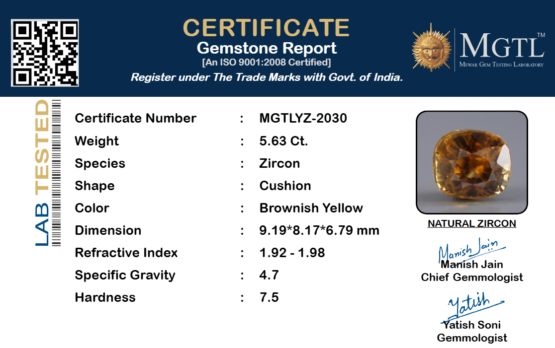 Yellow Zircon - 5.63 Carat
