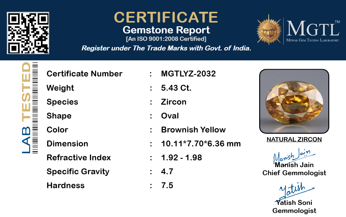 Yellow Zircon - 5.43 Carat