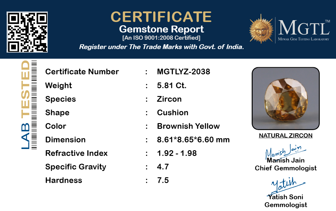 Yellow Zircon - 5.81 Carat