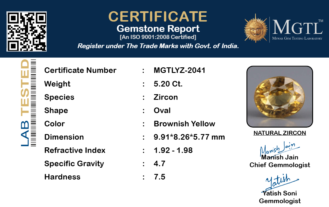 Yellow Zircon - 5.20 Carat