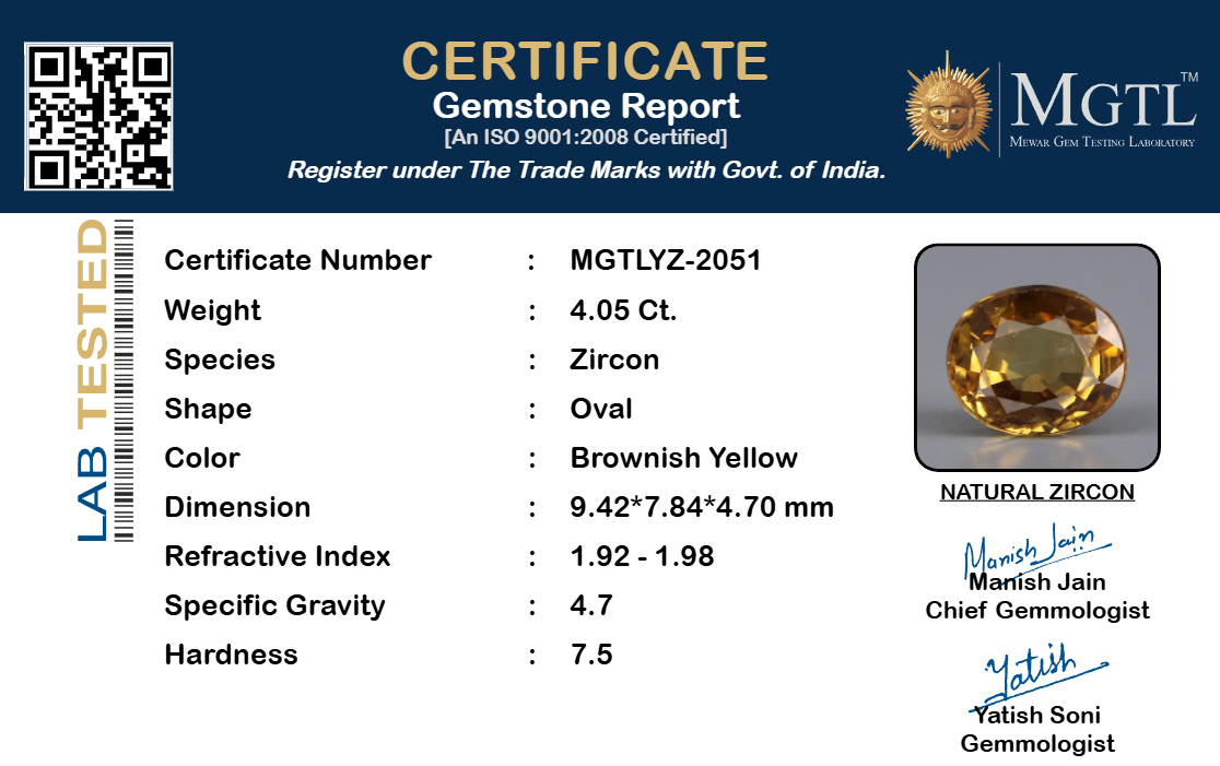Yellow Zircon - 4.05 Carat