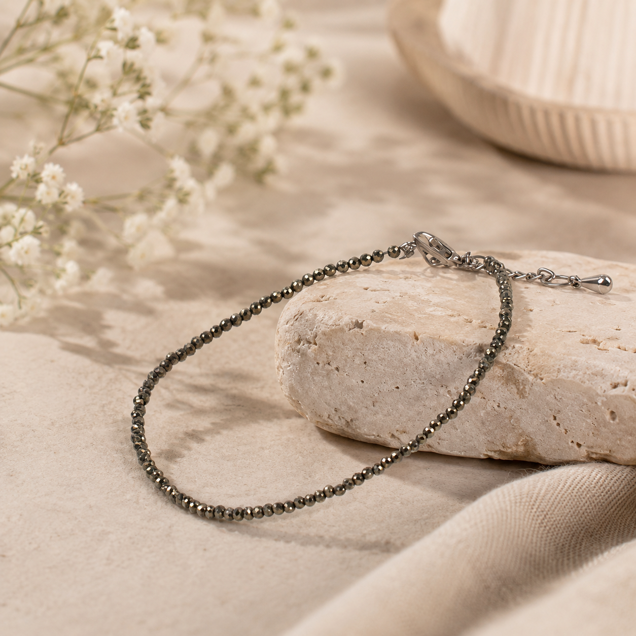 Natural Pyrite Anklet - Stone of Wealth & Prosperity