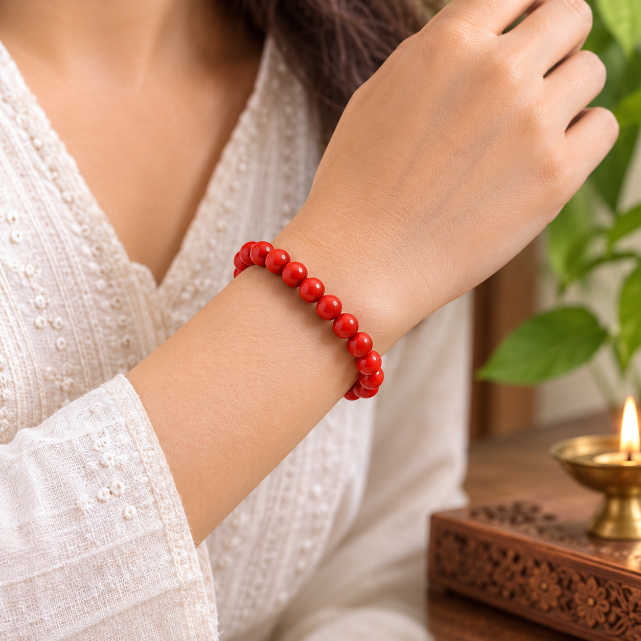 Natural Red Coral (Moonga) Bracelet