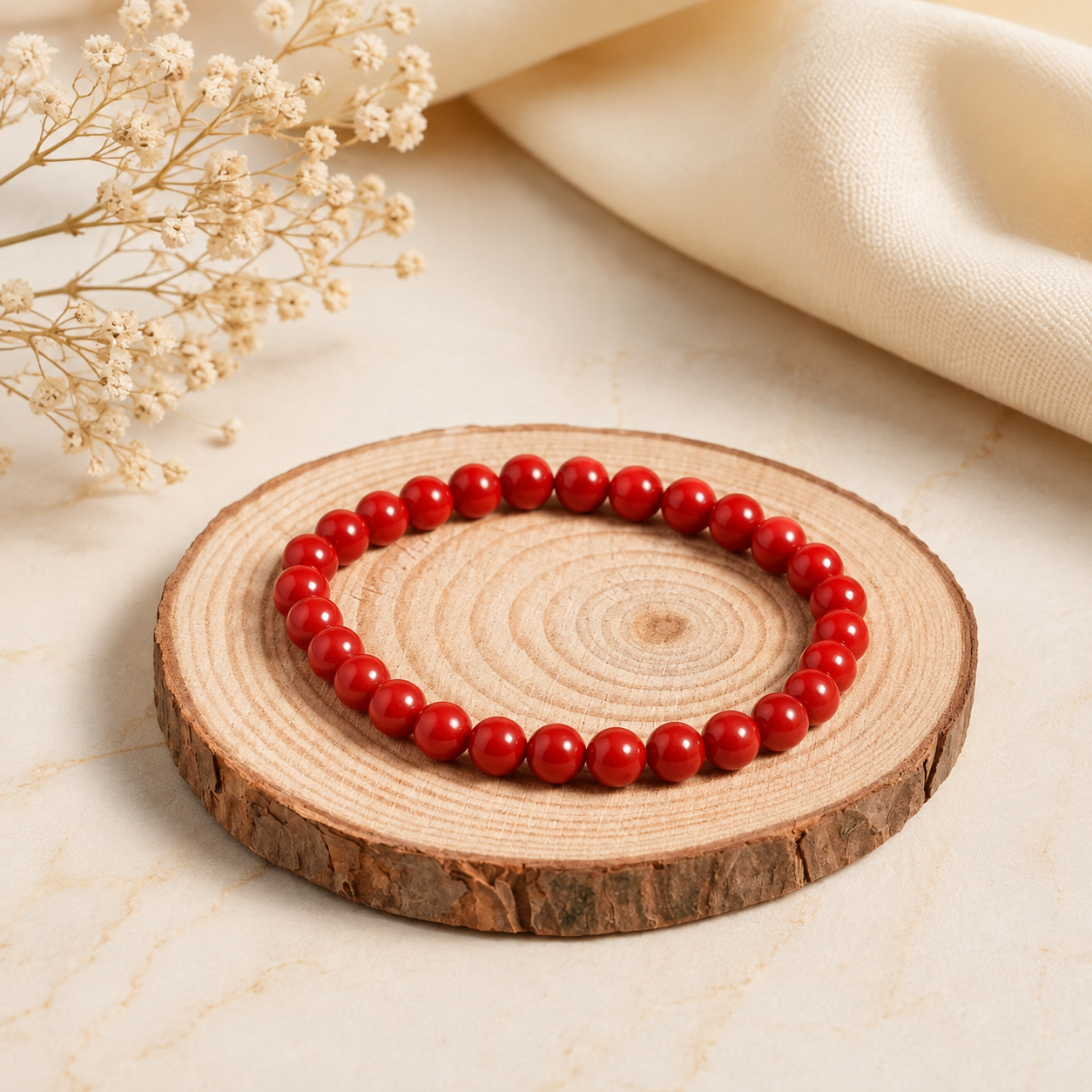 Natural Red Coral (Moonga) Bracelet