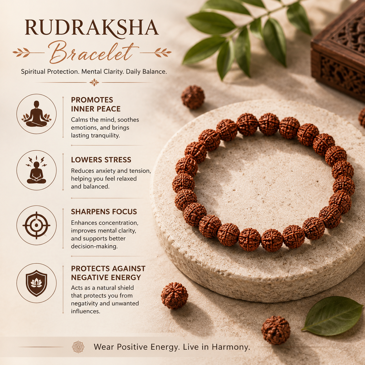 Nepali 5 Mukhi Rudraksha Bracelet (8 MM)